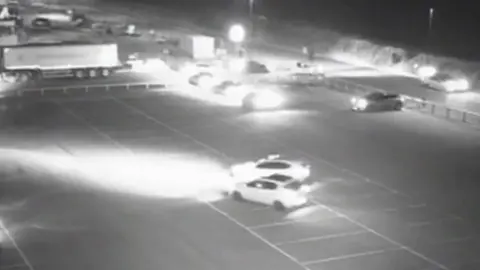 Cleveland Police Cars racing around Majuba car park, Redcar