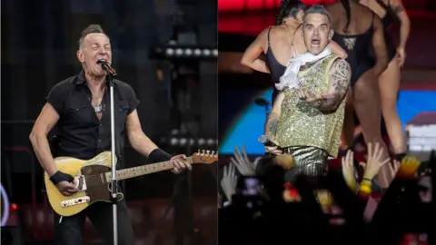 EPA Bruce Springsteen and Robbie Williams