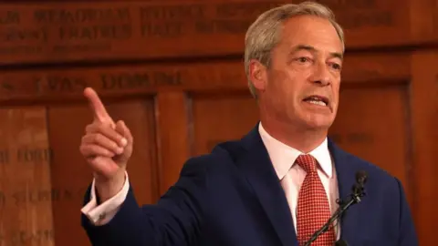 EPA Nigel Farage makes an election speech in London, Britain, 14 June 2024
