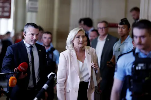 Marine Le Pen outside court