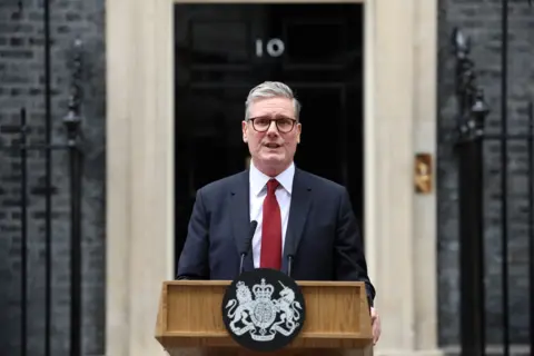 Reuters Keir Starmer gives his first speech in front of 10 Downing Street