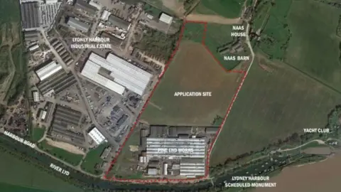 Severn and Wye Smokery/FODDC Aerial view of the proposed site between Lydney Harbour and the nearby industrial estate