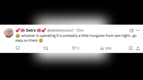 X A user on X responding to Norfolk Police. They wrote: "Whoever is operating X is probably a little hungover from last night... Go easy on them."