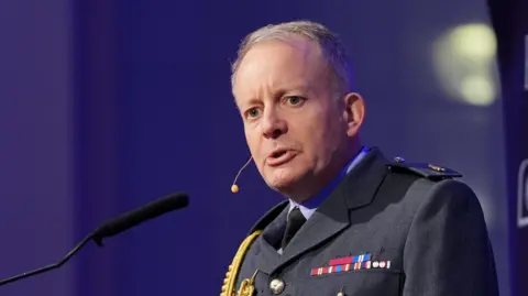 PA Media Sir Richard Knighton, in RAF uniform, addresses a defence conference