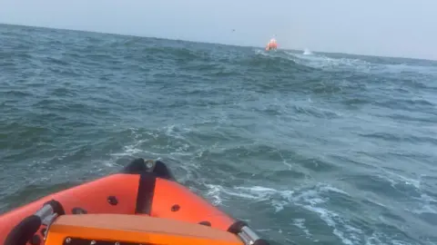 Hemsby Lifeboat The view from of a lifeboat out to sea with another lifeboat in the distance