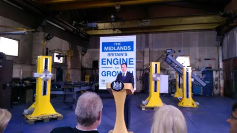 George Osborne speaking at an event in Derbyshire in 2015, at which Midlands Engine was announced.