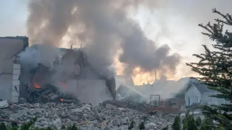 Getty Images Multiple residential areas were hit in Russia's attack on Kharkiv last month