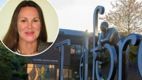 LDRS A composite image of Emma Holton, a smiling woman with brown hair, with Telford Justice Centre in the background.  