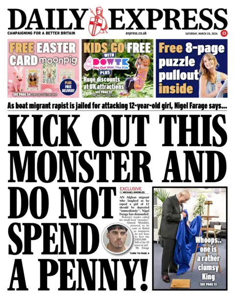 "Kick out this monster and do not spend a penny," reads the headline on the front page of the Daily Express.