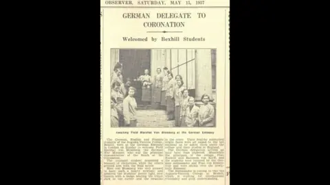 Bexhill Museum An old newspaper clipping by Bexhill Observer on 15 May 1937 which reported on the Augusta Victoria College students being invited to King George VI's coronation.