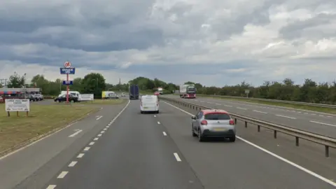 A stretch of the A1 in Nottinghamshire, near an OK Diner