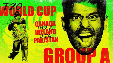A graphic for Group A at the T20 World Cup including Canada, India, Ireland, USA and Pakistan