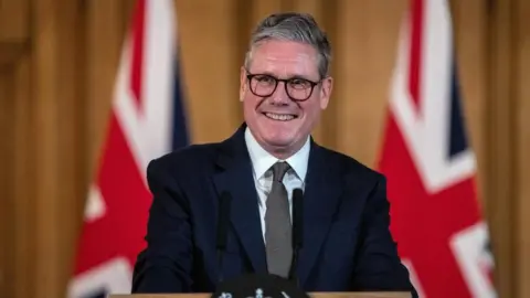 EPA Britain's Prime Minister Keir Starmer holds a news conference following his first cabinet meeting, at Downing Street in London, Britain, 06 July 2024.