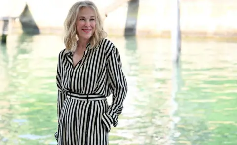 EPA Catherine O'Hara arrives at the Lido Beach ahead of the opening ceremony of the Venice Film Festival, in Venice, Italy, 28 August 2024.