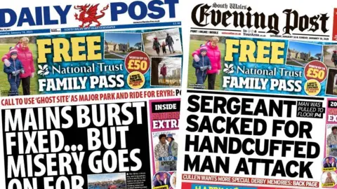 Front pages of the Daily Post and Western Mail