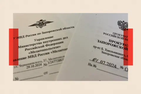 Russian prosecutor's office stamp on papers for Lyudmila's case
