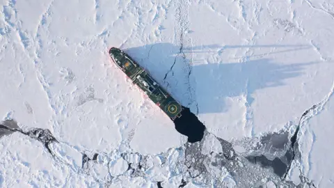 James Blake/FMHT S. A. Agulhas moving through sea-ice