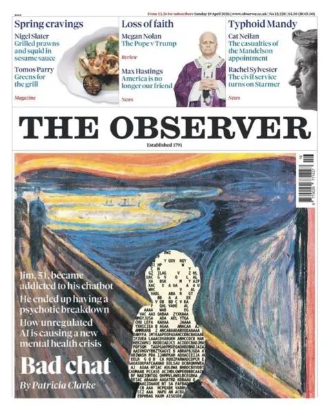 The headline on the front page of the Observer reads: "Bad chat."