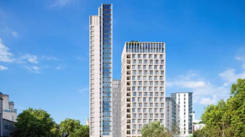 An architects impression of what the replacement tower block at the Bear Pit would look like 