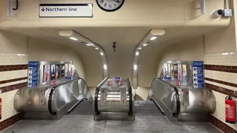 Escalators inside Kentish Town station