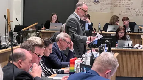 Simon Dedman/BBC Councillors in the Thurrock Council chamber