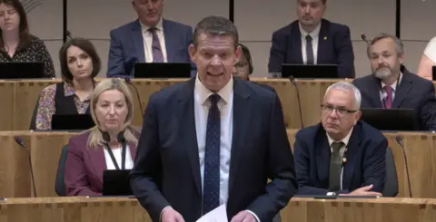 Senedd Cymru Rhun ap Iorwerth speaks in the Senedd