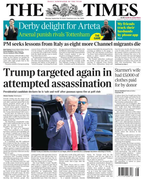 La portada del Times. Titular: Trump vuelve a ser blanco de un intento de asesinato