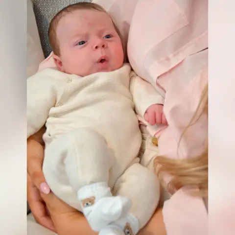 Portrait of baby boy Hugo who is now 10 weeks old 