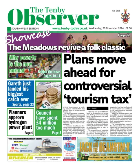 Tenby Observer Front page of the Tenby Observer