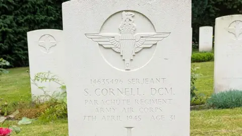 Kim Lucas Sgt Cornell's grave in Germany