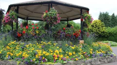 Charnwood Borough Council Flowers next to the bandstand in the park