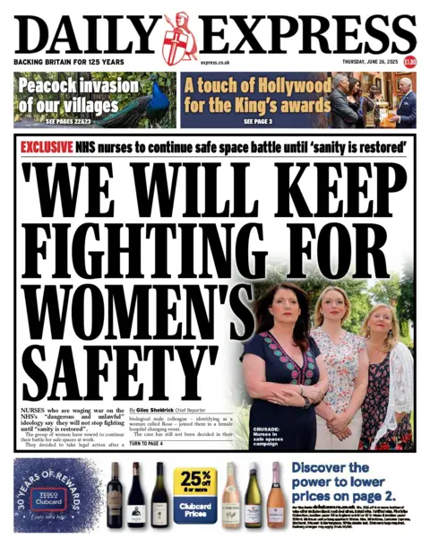"We will keep fighting for women's safety" reads the headline on the front page of the Daily Express.