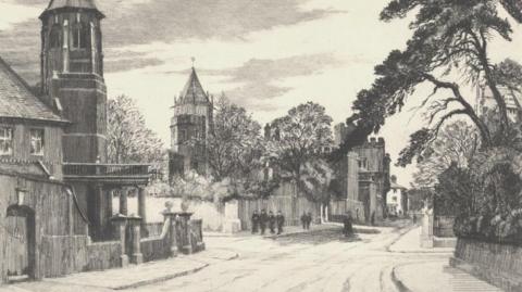 A drawing of Rugby School by Gertrude Hayes