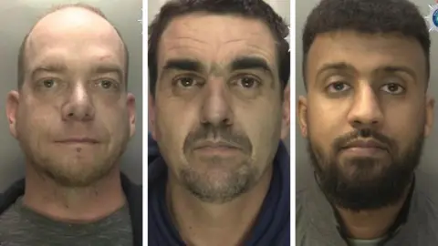 Police mugshots of Benjamin Holt, Adam Vorster and Mohamoud Mahamoud