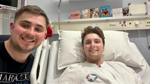 Zak Nelson and Elliot Griffiths at Norfolk and Norwich University Hospital