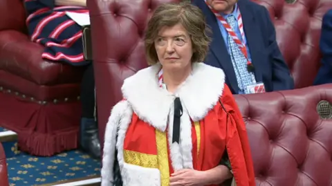 Sue Gray in red robes in the chamber of the House of Lords