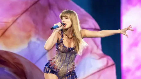 Taylor Swift performs during the Eras Tour, at MetLife Stadium in New Jersey.