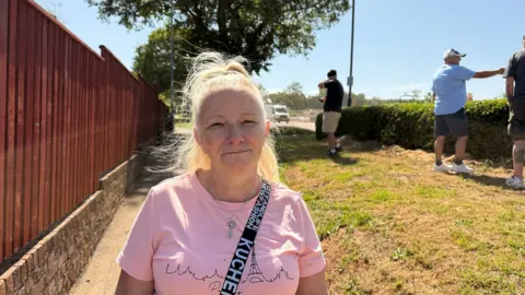 Local resident to Mackworth Jennifer McDougall standing near a construction site on Radbourne Lane in Derby