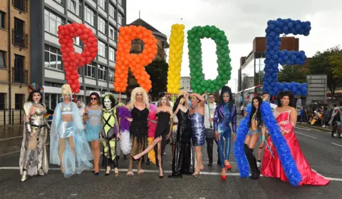 The pride balloons at the 2023 event