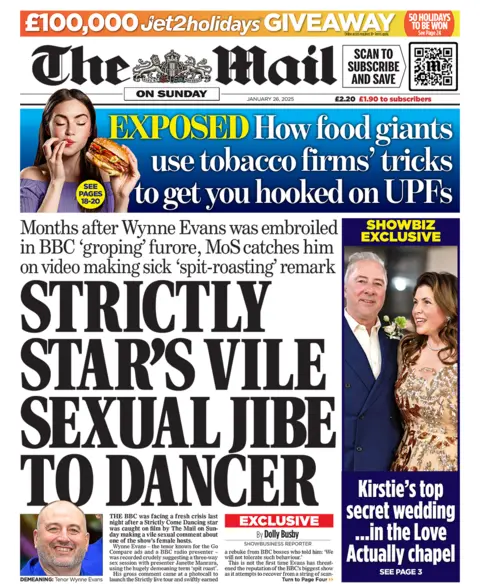 The title in the mail on Sunday is as follows: "Strike Star's disgusting sexual satire on dancer", 