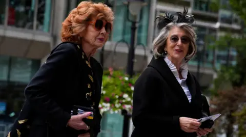PA Media Rula Lenska and Maureen Lipman at the funeral of the Duchess of Kent