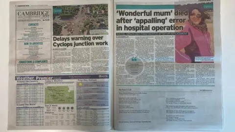 Brian Farmer BBC/ Cambridge Evening News Two pages of newspaper