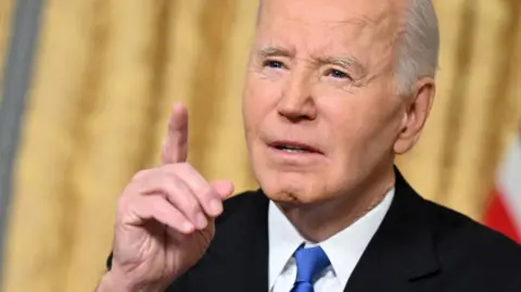 Joe Biden delivers his farewell address to the nation from the Oval Office of the White House in Washington, DC, on January 15, 2025