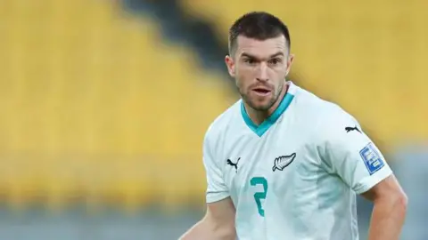 Tim Payne of New Zealand passes during the FIFA World Cup 2026 OFC Qualifier Semi Final match between New Zealand All Whites and Fiji 