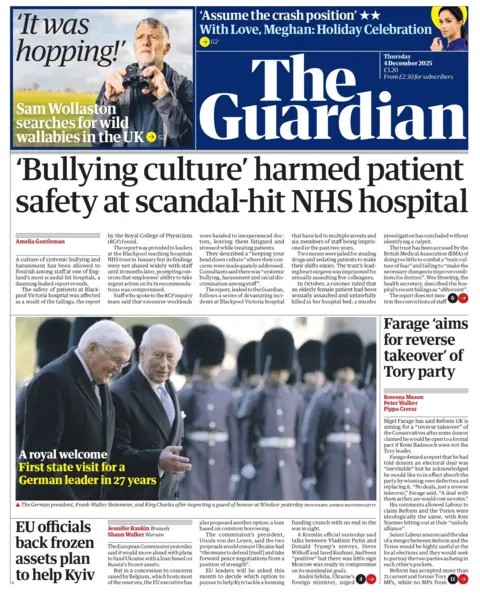 "'Bullying culture' harmed patient safety at scandal-hit NHS hospital" reads the headline on the front page of The Guardian.