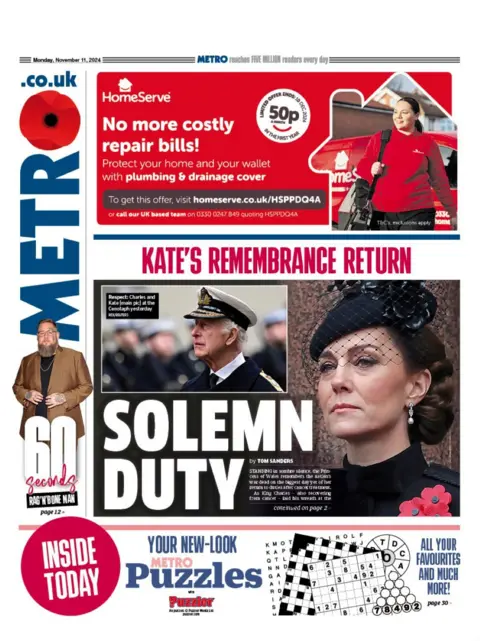 The Metro front page, 11 October 