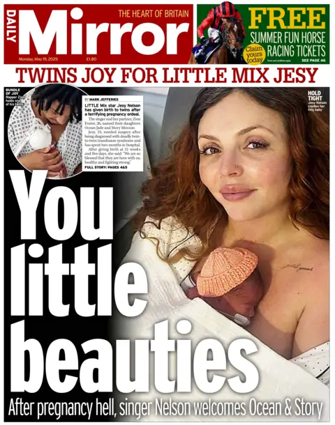 The front page of the Daily Mirror is titled "You Little Beauties." 