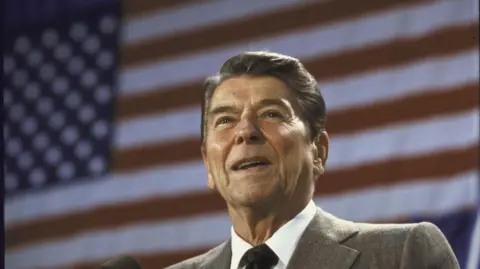 Dirck Halstead/Getty Images US President Ronald W. Reagan speaking at a fundraiser for Senate Candidate Linda Chavez's campaign. (Photo by Dirck Halstead/Getty Images)