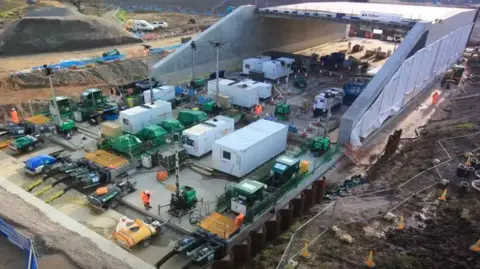 A still of the area being worked on as part of the M27 work in Hampshire.