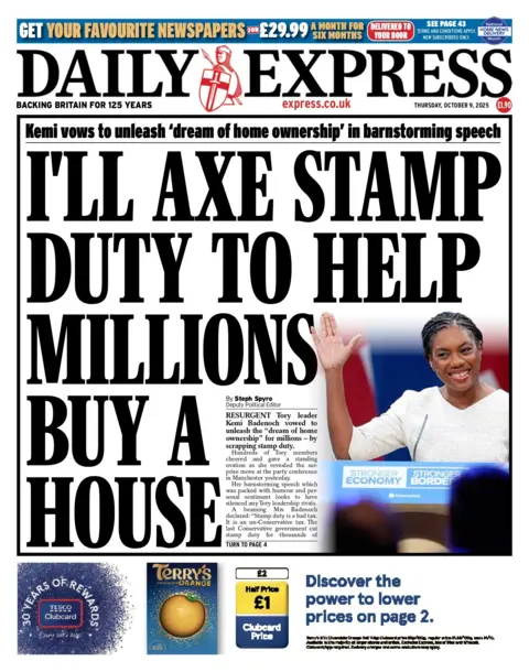 "I'll axe stamp duty to help millions buy a house," reads the headline on the front page of the Daily Express